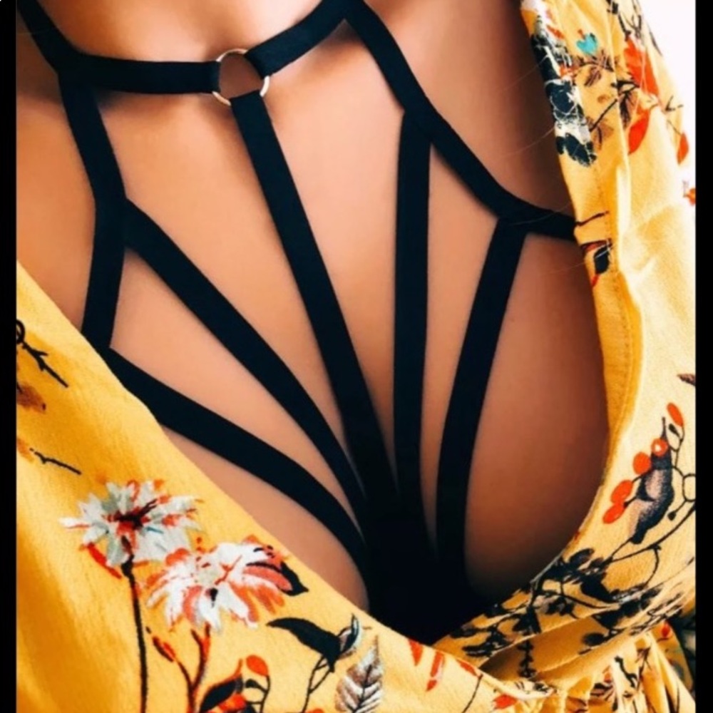 Black sexy cage bralette